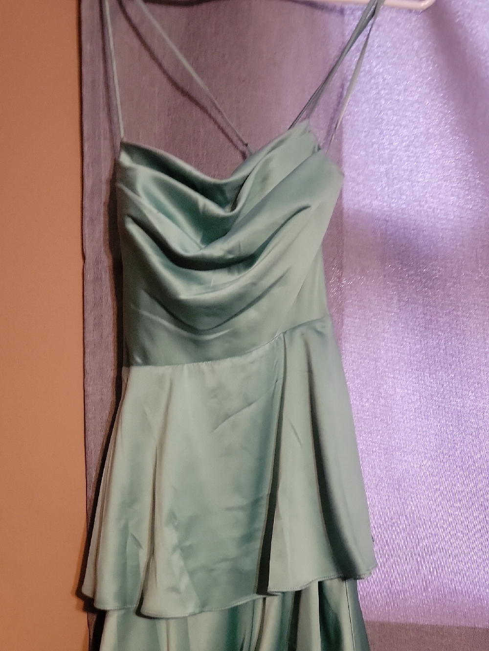 City Streets Sage Green Satin Strapless Draped Dress